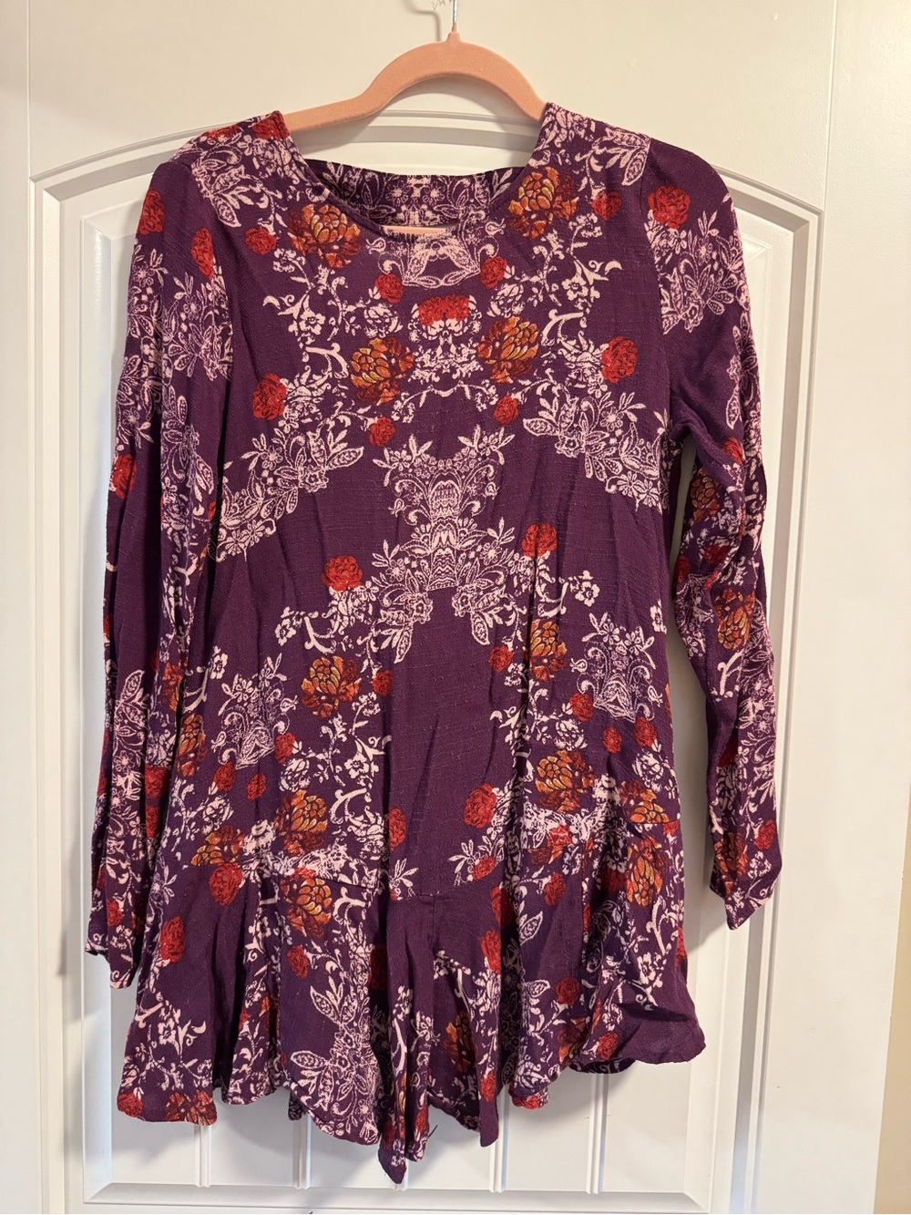 Free People Purple Floral Open Back Mini Dress Size S